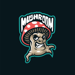 Fototapeta na wymiar Mushroom mascot logo design with modern illustration concept style for badge, emblem and t shirt printing. Angry mushroom illustration.