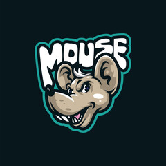 Mouse mascot logo design with modern illustration concept style for badge, emblem and t shirt printing. Head mouse illustration.