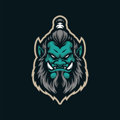 Orc mascot logo design with modern illustration concept style for badge, emblem and t shirt printing. Orc head illustration.