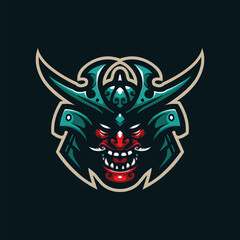 Samurai mascot logo design with modern illustration concept style for badge, emblem and t shirt printing. Samurai head illustration for sport and esport team.