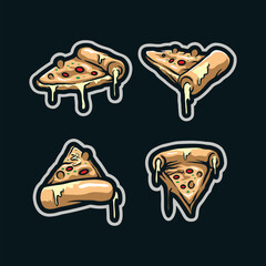 Pizza mascot logo design with modern illustration concept style for badge, emblem and t shirt printing. Pizza illustration.