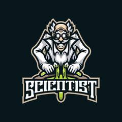 Scientist mascot logo design with modern illustration concept style for badge, emblem and t shirt printing. Scientist illustration for sport and esport team.