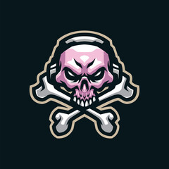 Skull mascot logo design with modern illustration concept style for badge, emblem and t shirt printing. Skull gamer illustration for sport and esport team.