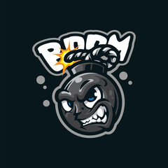 Boom mascot logo design with modern illustration concept style for badge, emblem and t-shirt printing. Angry bomb illustration.