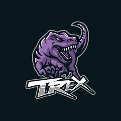 Trex mascot logo design with modern illustration concept style for badge, emblem and tshirt printing. Angry trex illustration. © izzatulkhotim666