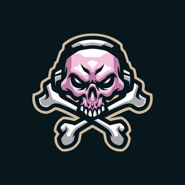 Skull mascot logo design with modern illustration concept style for badge, emblem and t shirt printing. Skull gamer illustration for sport and esport team.