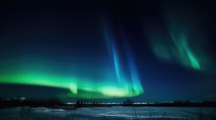 Northern lights in the sky of Canada. Aurora borealis. Generative AI
