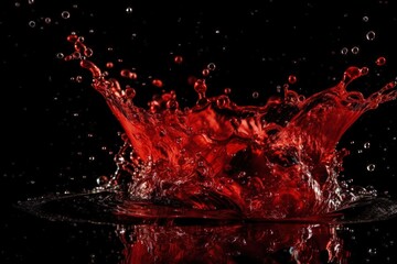 vibrant red water splash on a dark, black background created with Generative AI technology