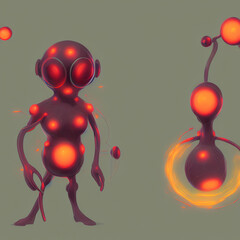 red alien robot