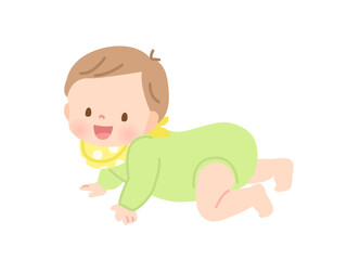 笑顔でハイハイするかわいい赤ちゃんのイラスト素材