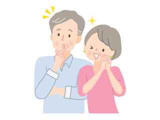 笑顔、閃く表情のシニア夫婦のイラスト素材