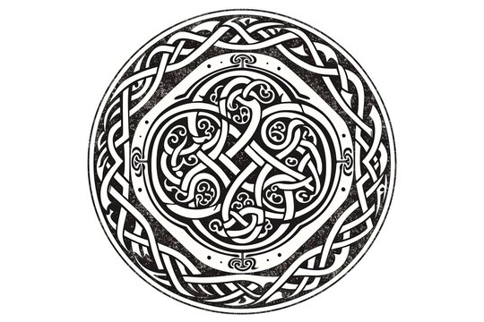 intricate Celtic design in black and white created with Generative AI technology