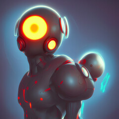 android robot with eyes and light