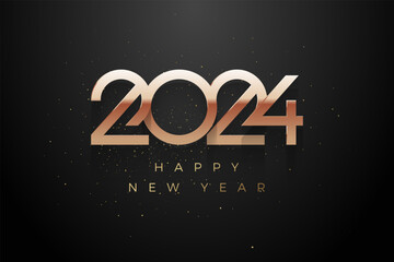 Luxury design of happy new year 2024 with shiny golden numerals is very luxurious. Premium design 2024 for calendar, poster, template or poster design.