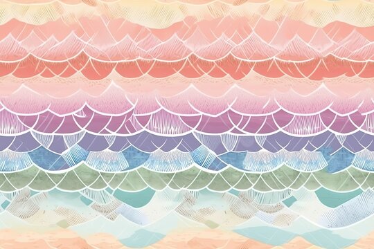 Illustration of colorful waves in a watercolor painting created with Generative AI technology
