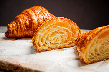 fresh croissants on the plate