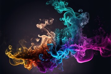 Colorful smoke, abstract background, wallpaper. Color bomb. Printable image. High quality. Generative AI