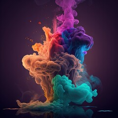 Fototapeta premium Colorful smoke, abstract background, wallpaper. Color bomb. Printable image. High quality. Generative AI
