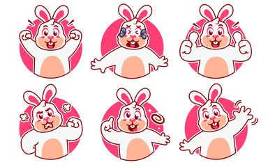 cute rabbit sticker set