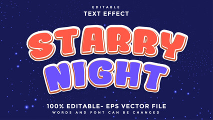 Minimal Word Starry Night Editable Text Effect Design, Effect Saved In Graphic Style
