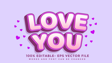 3d Minimal Word Love You Editable Text Effect Design, Effect Saved In Graphic Style