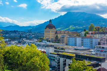 Panorama view of Swiss town Luzern from the Glacier garden