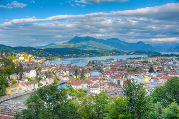 Panorama view of Luzern from Guetsch palace