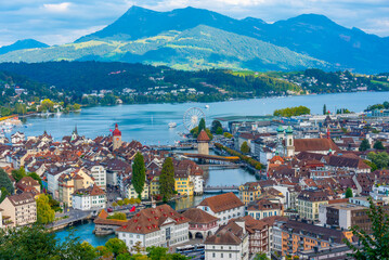 Panorama view of Luzern from Guetsch palace