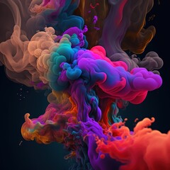 Obraz premium Colorful smoke, abstract background, wallpaper. Color bomb. Printable image. High quality. Generative AI