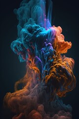 Fototapeta premium Colorful smoke, abstract background, wallpaper. Color bomb. Printable image. High quality. Generative AI