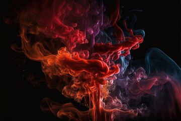 Obraz premium Colorful smoke, abstract background, wallpaper. Color bomb. Printable image. High quality. Generative AI