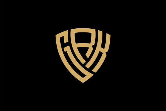 grk creative letter shield logo design vector icon illustration
