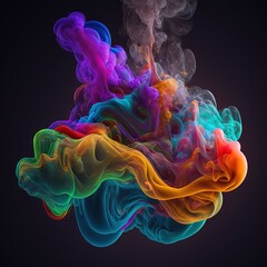 Obraz premium Colorful smoke, abstract background, wallpaper. Color bomb. Printable image. High quality. Generative AI