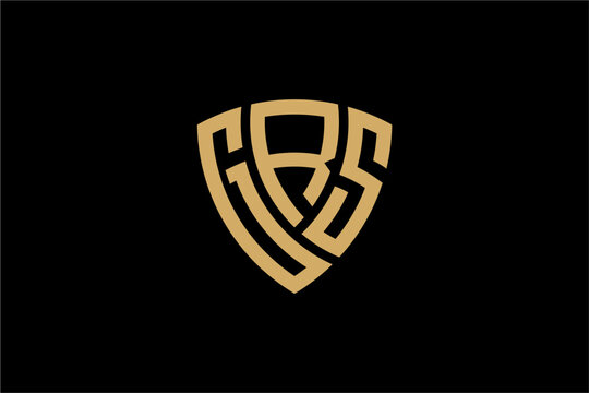 GRS creative letter shield logo design vector icon illustration