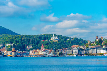 Old town of Luzern from waterfront of lake Lucerne, Switzerland