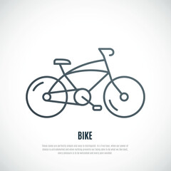 Sport bicycle icon isolated on white background. Simple bike emblem in line style. Vector design.
