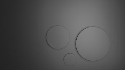 Shifted black circle or cylinder background wallpaper banner pattern with copy space as an abstract 3d-iluustration and rendering