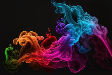 Obraz premium Colorful smoke, abstract background, wallpaper. Color bomb. Printable image. High quality. Generative AI