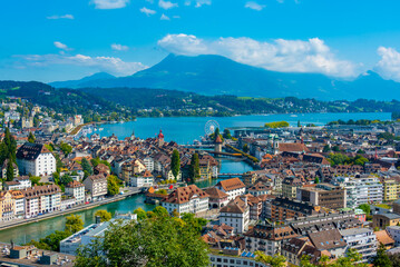 Panorama view of Luzern from Guetsch palace
