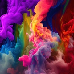 Obraz premium Colorful smoke, abstract background, wallpaper. Color bomb. Printable image. High quality. Generative AI