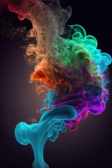 Fototapeta premium Colorful smoke, abstract background, wallpaper. Color bomb. Printable image. High quality. Generative AI