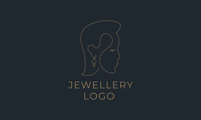 Abstract woman face with wavy hair. Black and white hand drawn line art. Outline illustration.