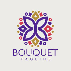Colorful butterfly flower logo design vector