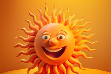 illustration of a happy sun created with Generative AI technology