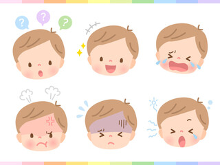 かわいい赤ちゃんの表情イラストセット素材