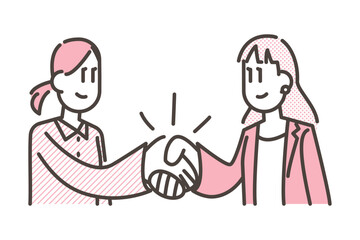Two business women shaking hands [Vector illustration].