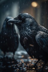 Obraz premium Ravenous Carnage of the Ravens. Horror illustration. Gen AI