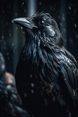 Obraz premium Ravenous Carnage of the Ravens. Horror illustration. Gen AI