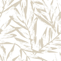 Neutral Colour Tropical Leaf Seamless Pattern Design