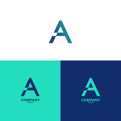 A simple and elegant Letter A logo, in a beautiful light blue and dark blue gradient color. suitable for strengthening your business identity